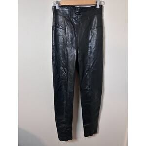 Vintage Michael Hoban North Beach Lambskin Leather Pants Size 8 High Waist Black